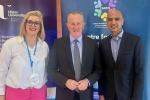 Economy Minister Conor Murphy pictured with Dr Laura Bradley, Inclusive Entrepreneurship Researcher, University of Ulster Business School, and Prof Monder Ram OBE, Director of the Centre for Research in Ethnic Minority Entrepreneurship (CREME).