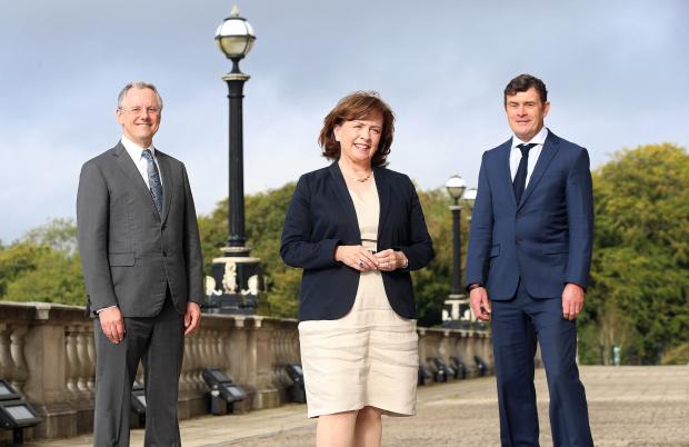 Pictured with Economy Minister Diane Dodds are (from left to right) Kevin Holland (CEO of Invest NI) and Aidan Gough (Designated Accounting Officer and Director of Strategy and Policy at InterTradeIreland)