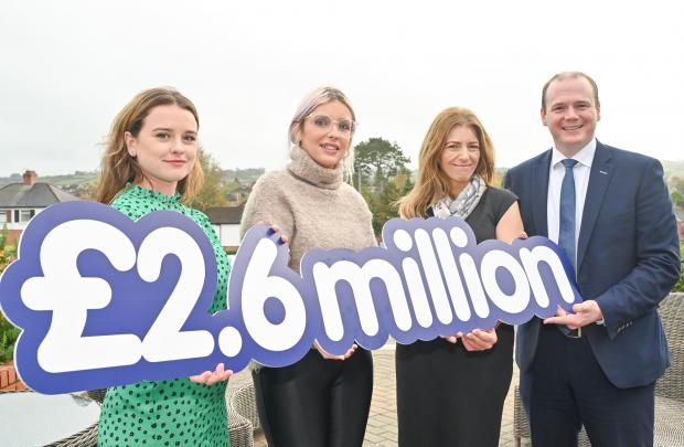 Economy Minister Gordon Lyons has announced an additional £2.6million funding has been secured to ensure that projects funded under the European Social Fund (ESF) programme can continue to operate until March 2023. Photographed with the Minister are (L to