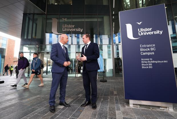 Economy Minister with Ulster University Vice-Chancellor Professor Paul Bartholomew 