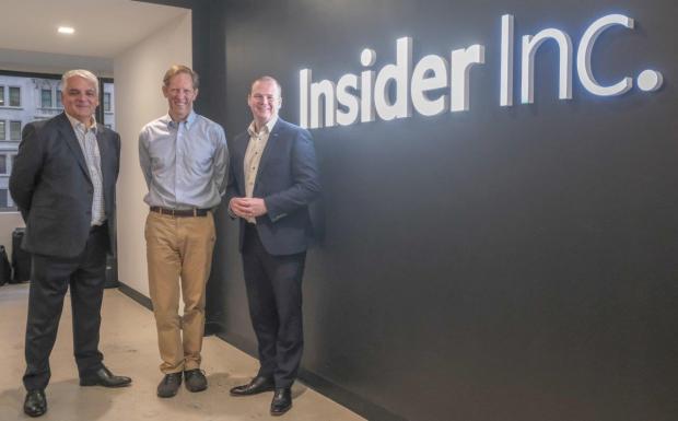Pictured in New York are (l-r) Mel Chittock, Interim CEO, Invest NI; Henry Blodget, co-founder and CEO of Insider Inc.; and Economy Minister Gordon Lyons.