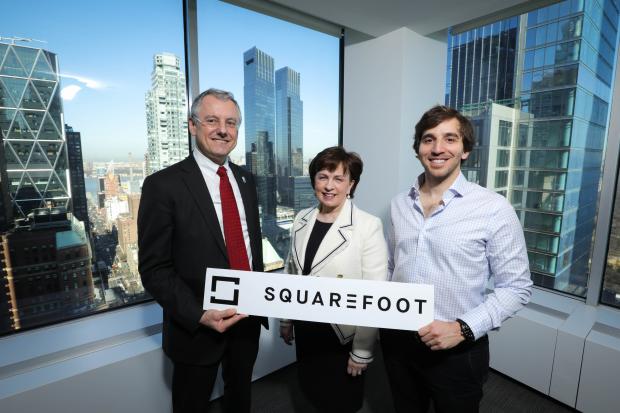 Economy Minister Diane Dodds is pictured in New York with Invest NI CEO Kevin Holland and CEO of SquareFoot Jonathan Wasserstrum.