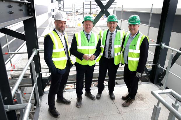 1.	Pictured during the visit to Studio Ulster are (L-R) Prof. Declan Keeney (CEO), Studio Ulster, Economy Minister Conor Murphy, Sir David Sterling (Chair), NI Screen and Richard Williams (CEO), NI Screen.