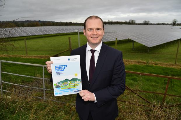 •	Economy Minister Gordon Lyons launches The Path to Net Zero Energy at a solar farm near Lisburn
