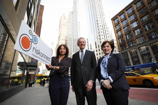 Pictured in New York are Minister Diane Dodds, Kevin Holland, Invest NI CEO, and Andrea Brady, Chief Marketing Officer at Riskonnect.