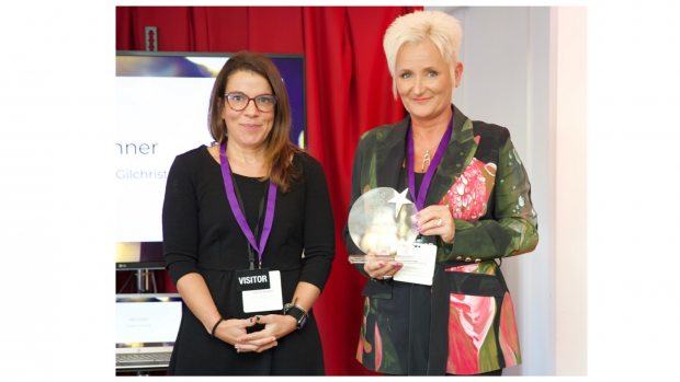 Alison Gilchrist (right) is pictured receiving her Trading Standards Hero Award