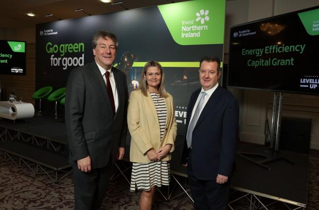 Ian Snowden, Department for the Economy Permanent Secretary, Mary Meehan Manufacturing NI Deputy CEO, and Kieran Donoghue Invest NI CEO.